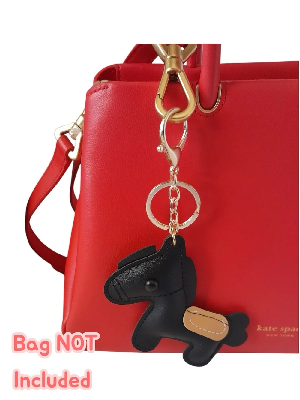 Faux Leather Horse Bag Charm Pony Keychain 1pc